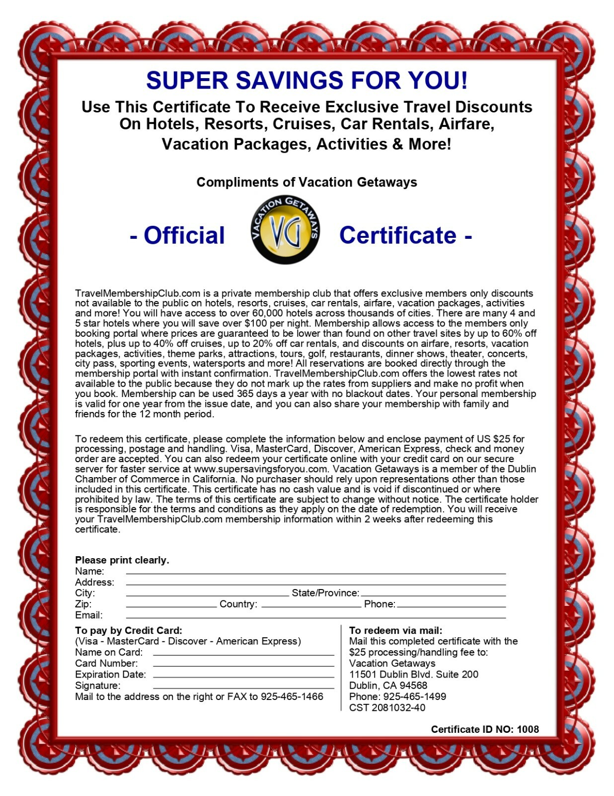 Increase Sales & Leads Giving Away Vacation & Restaurant Certificate Incentives