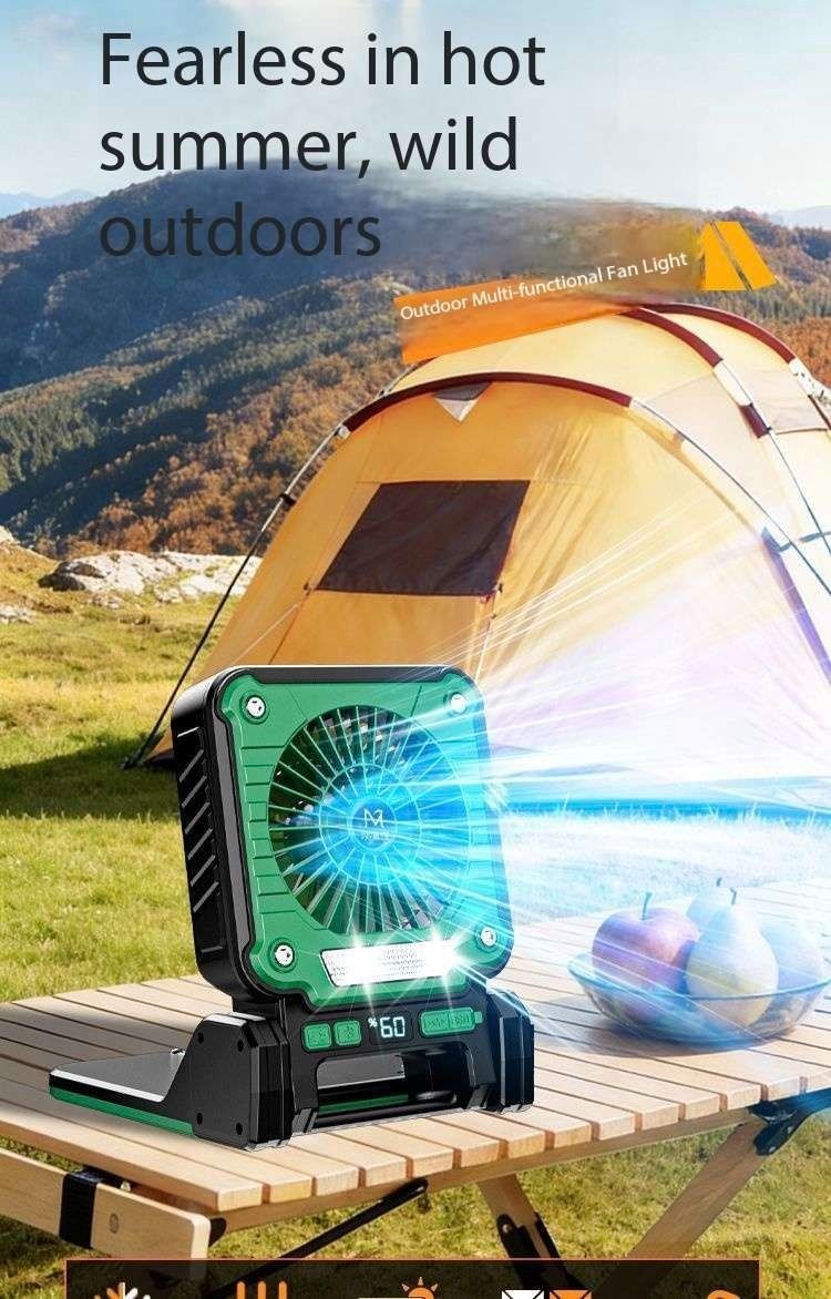 MUDISON Portable Solar Lighting Strong Wind Fan Smart Outdoor Camping Lamp