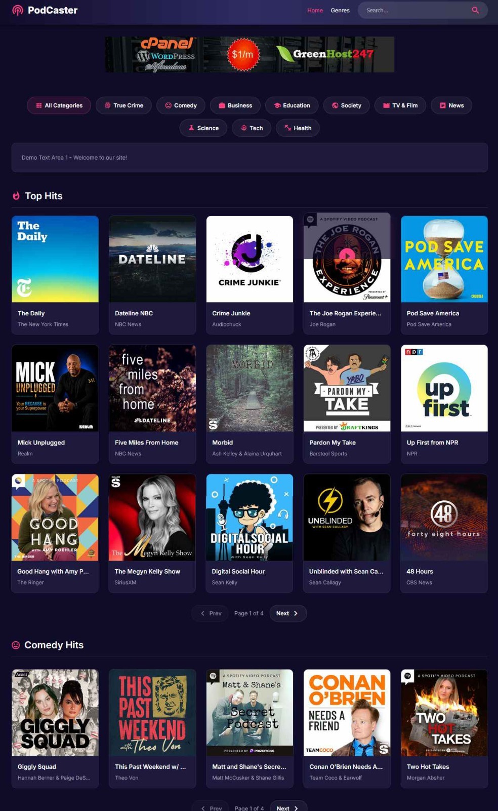 Automated Podcast Directory Affiliate Website – Free Installation