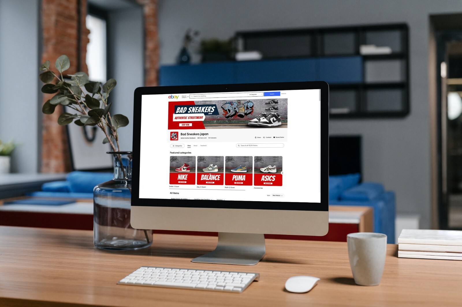 eBay listing template, eBay store template, beautiful red template, logo design