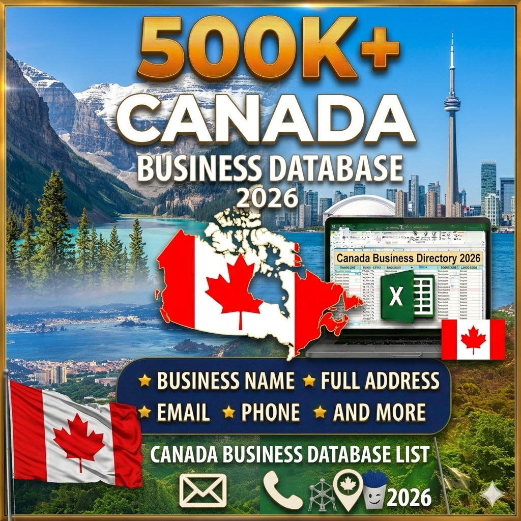 500K CANADA Business Email Database – B2B Contact leads Excel (Digital Download)