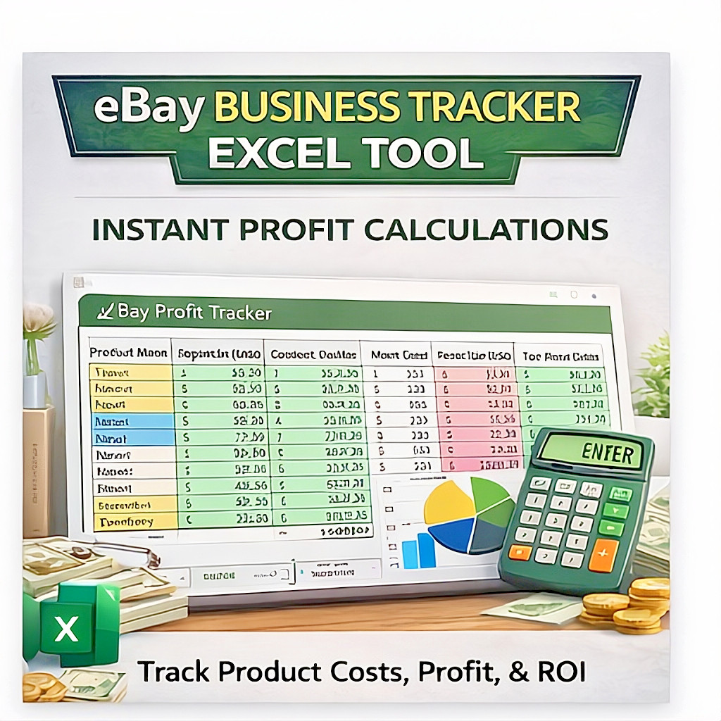 Advanced Business Finance Tracker Excel eBay Profit, Expenses ROI Dashboard Tool