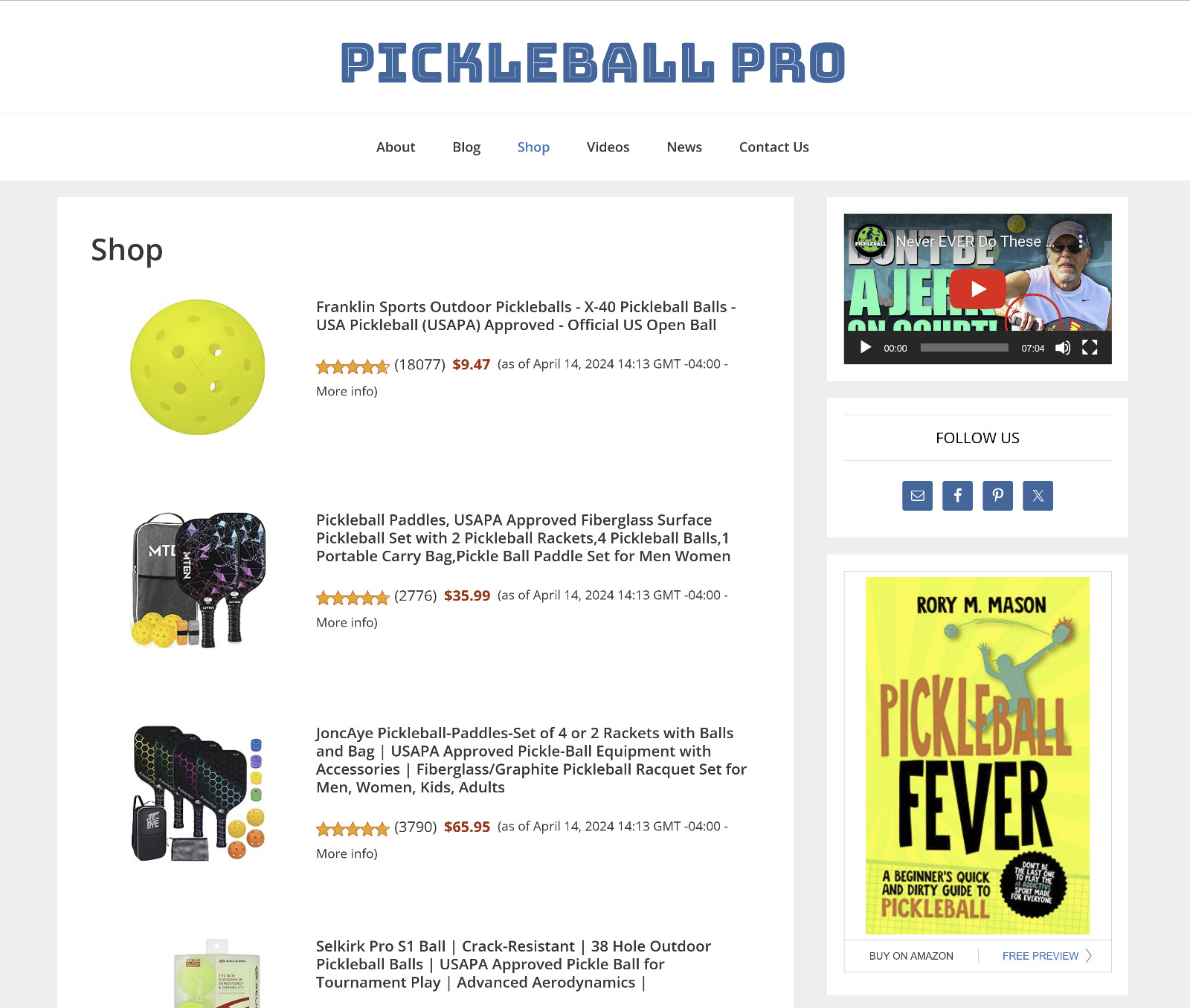 [NEW DESIGN] * Pickleball Website * Premade Website Affiliate Blog AUTO CONTENT