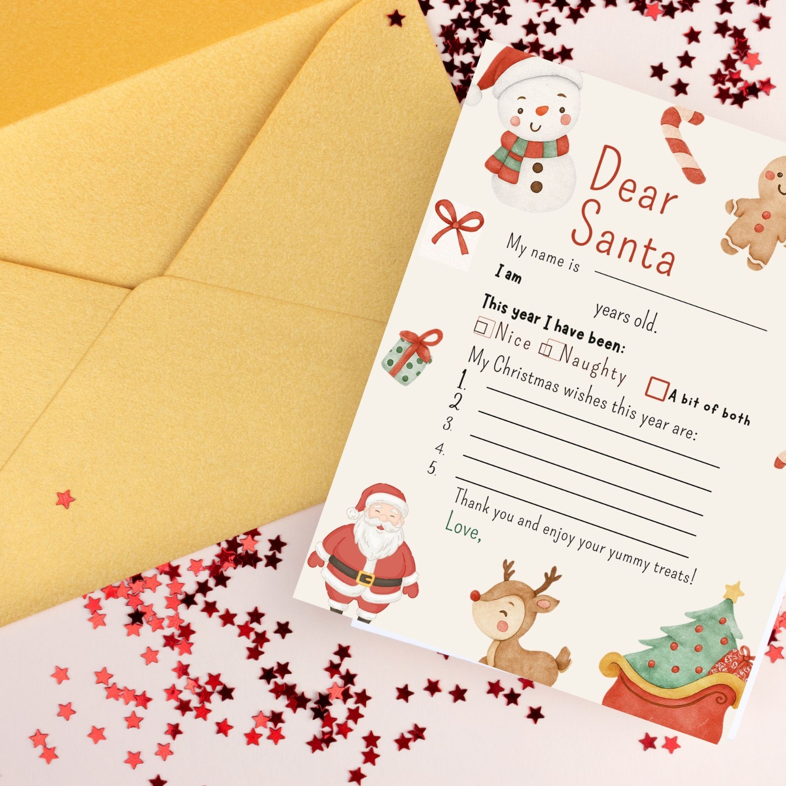 Letter To Santa Printable Easy To Print Letter To Santa Letter Instant Download