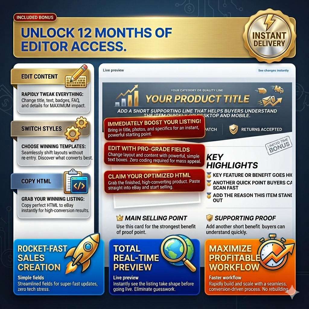 eBay Listing Template HTML Mobile & SEO Design Professional 2026