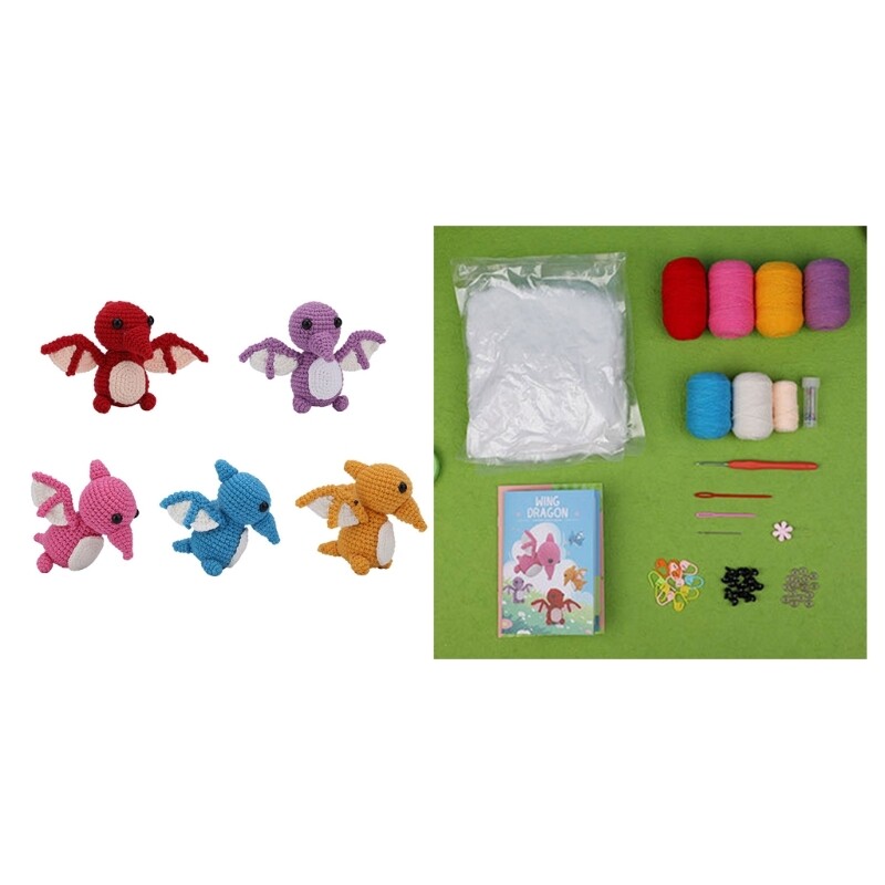 DIY Crochet Kits with Yarn, Crochet Hook, Needle, Knitting Marker, Plastic Eyes