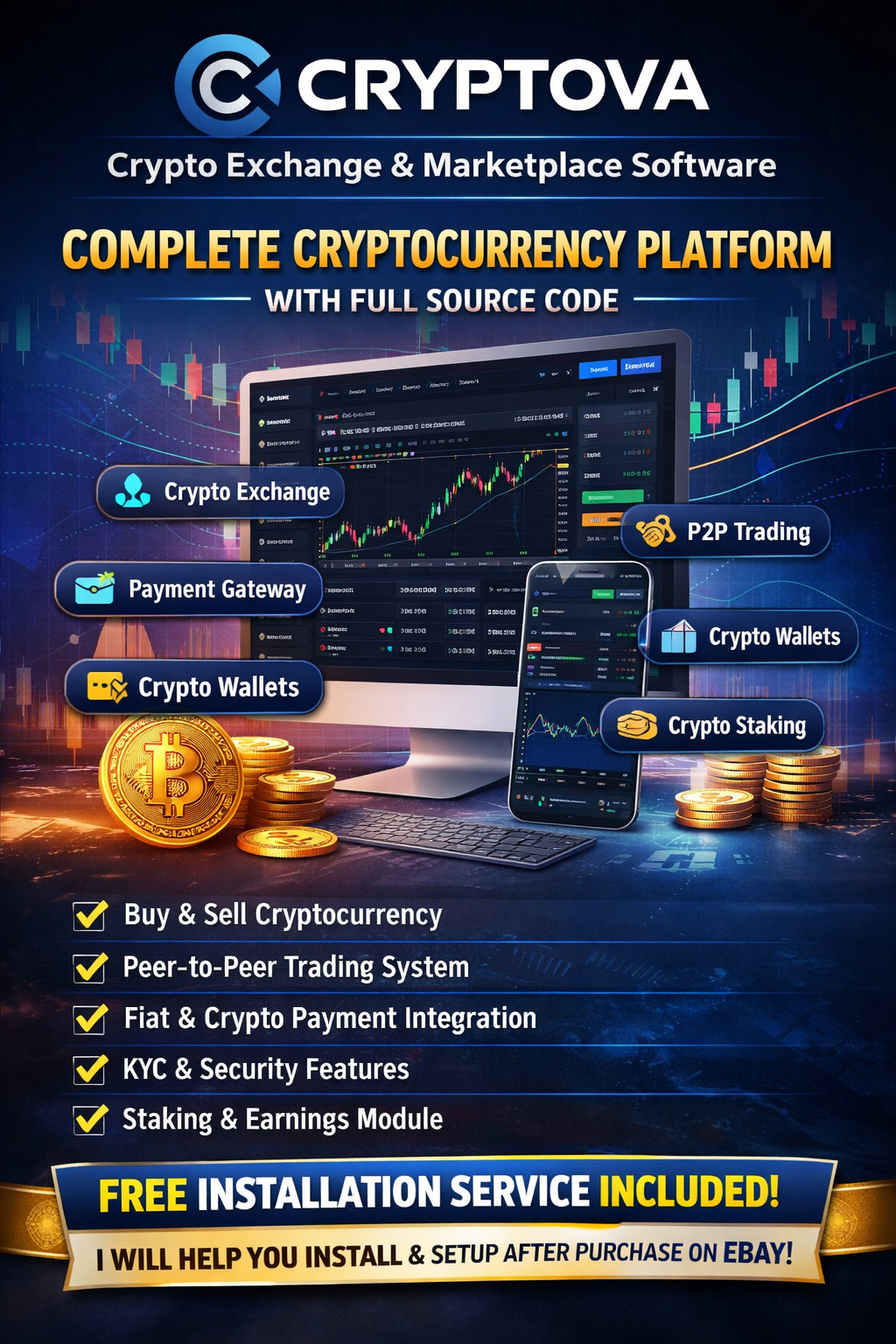 Cryptova – Crypto Exchange & P2P Trading Platform | PHP Crypto Marketplace