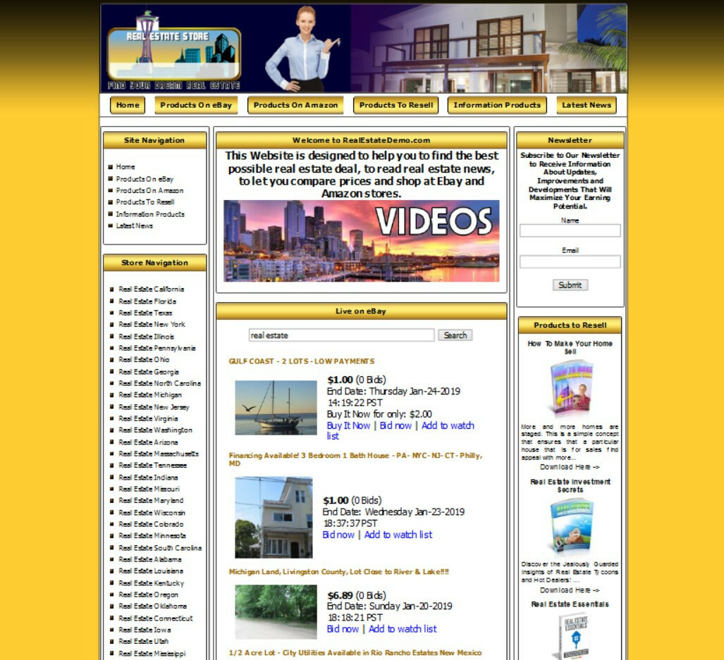 Fully Automated REAL ESTATE WEBSITE for Sale Amazon Store Adsense