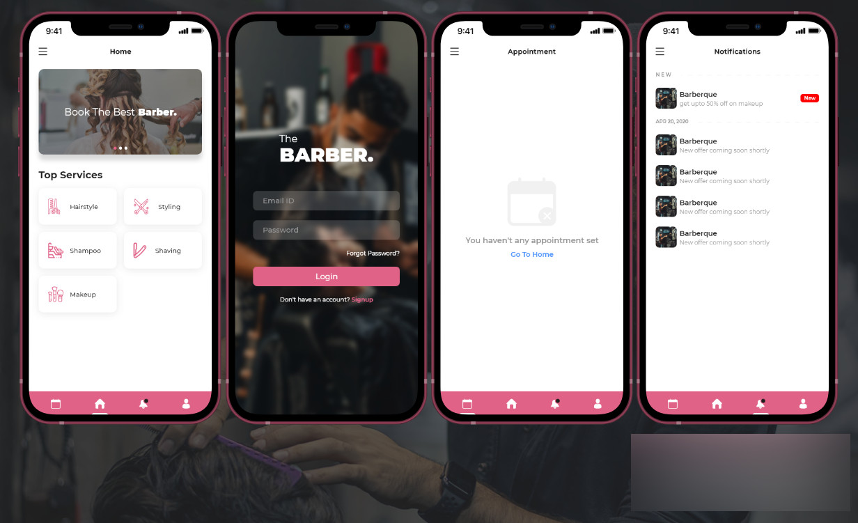 BarberPoint – Salon Booking Management System Flutter App | Android + iOS | PHP