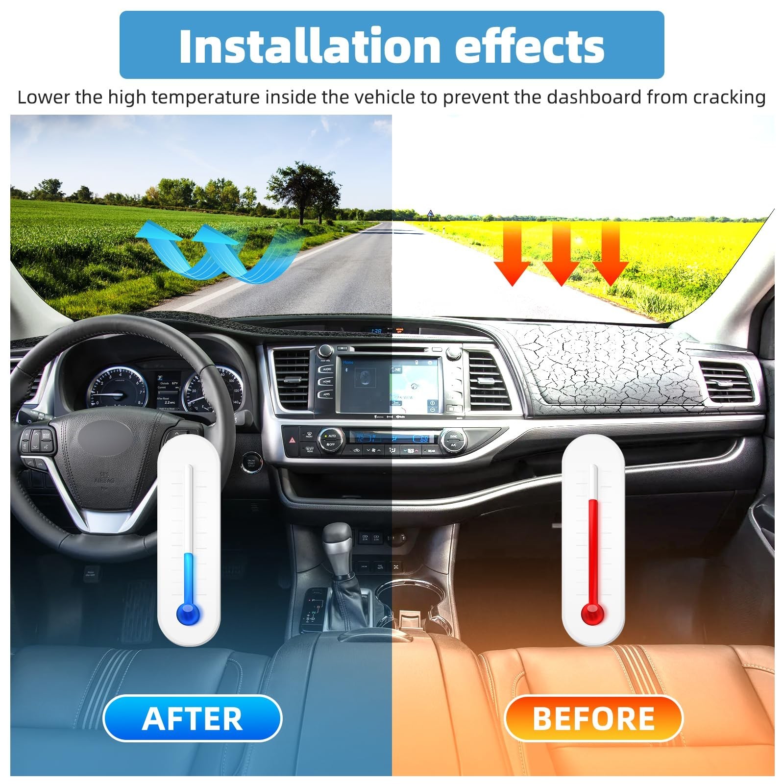 Dash Cover Mat Compatible with Toyota Highlander 2014-2019 Non-Slip Dashboard…