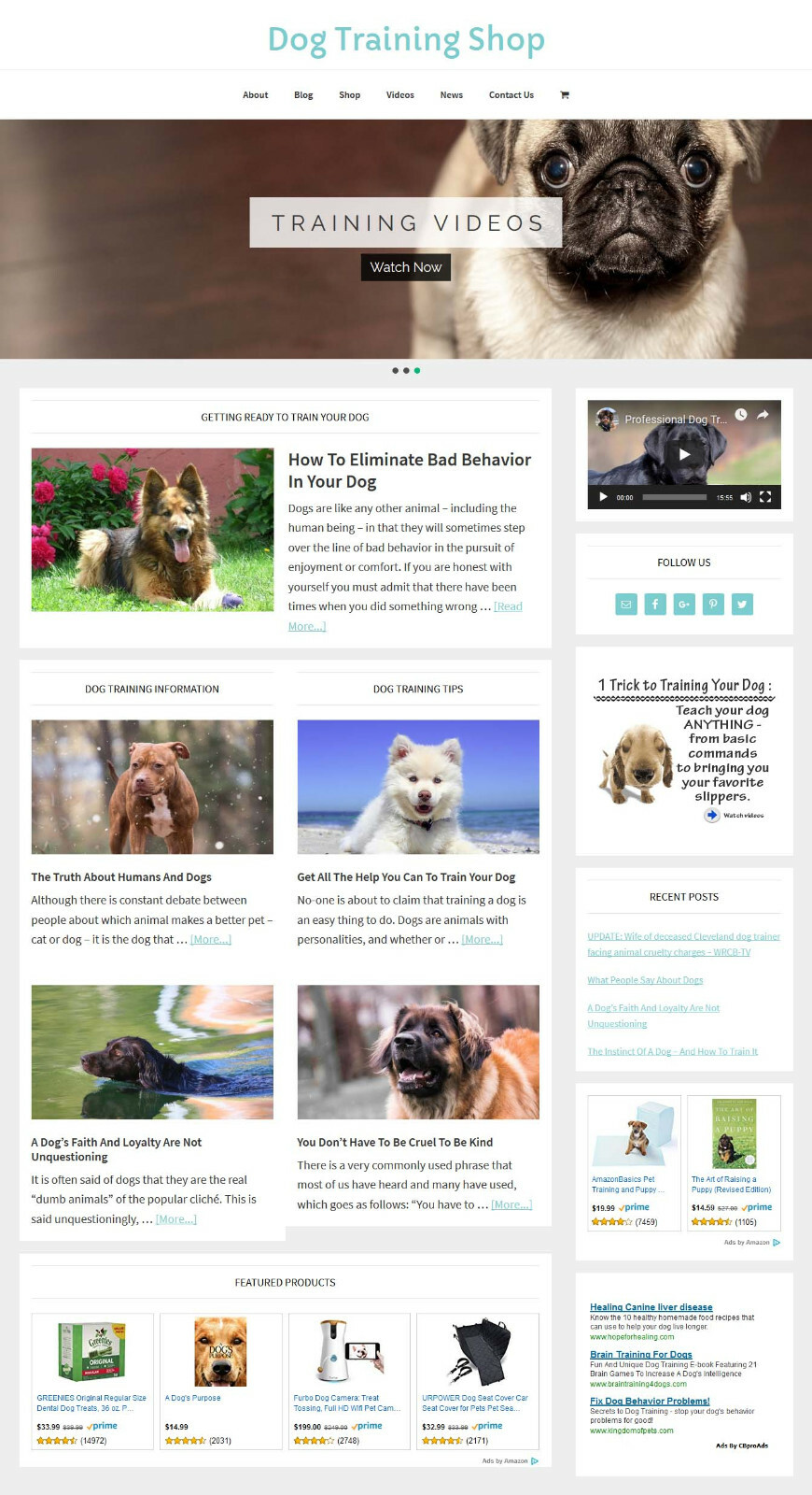 [NEW DESIGN] * DOG TRAINING * store blog website business for sale AUTO CONTENT
