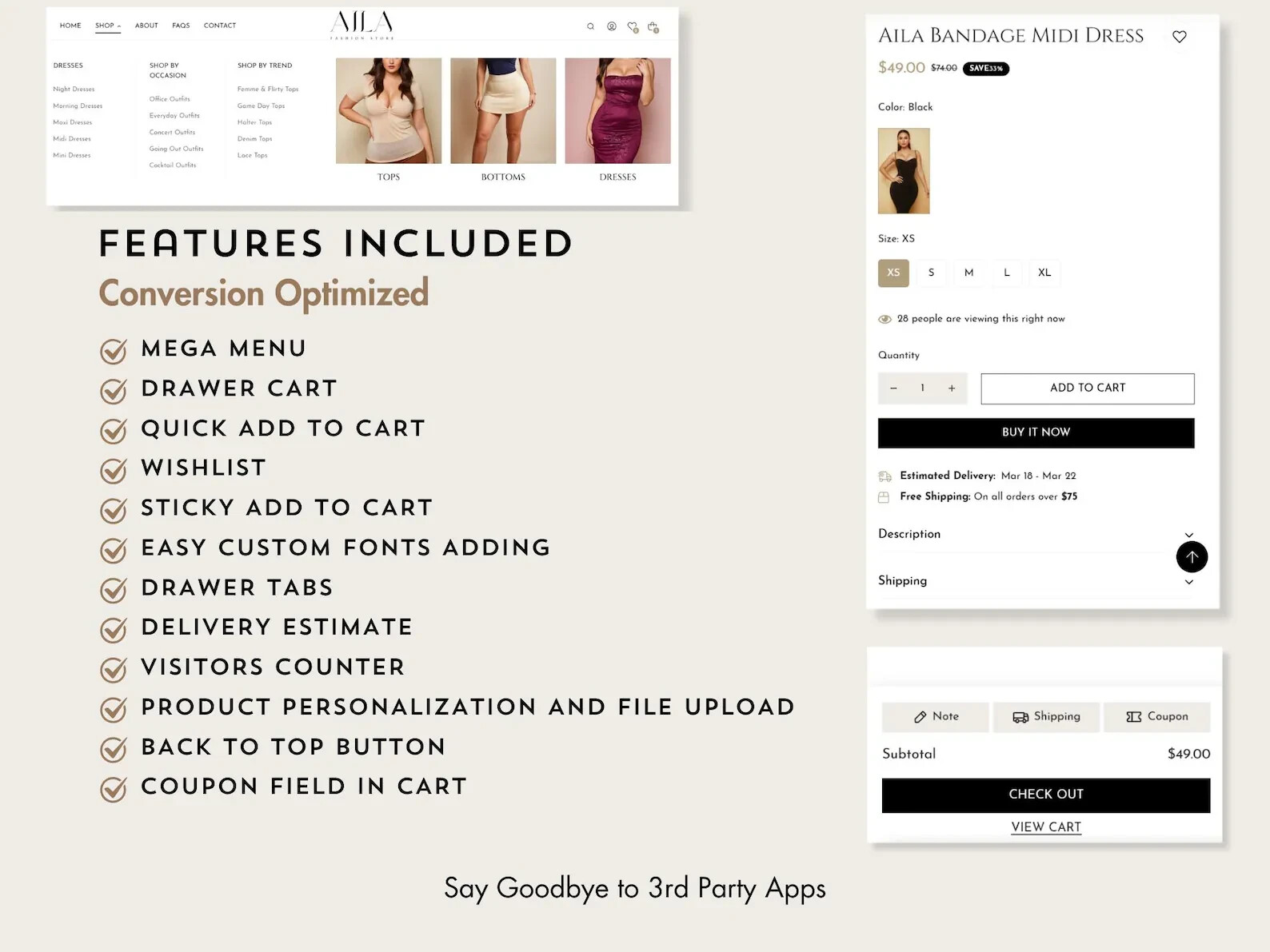 Aila Shopify Theme, Elegant Boutique Shopify Template, Fashion Store Shopify 2.0