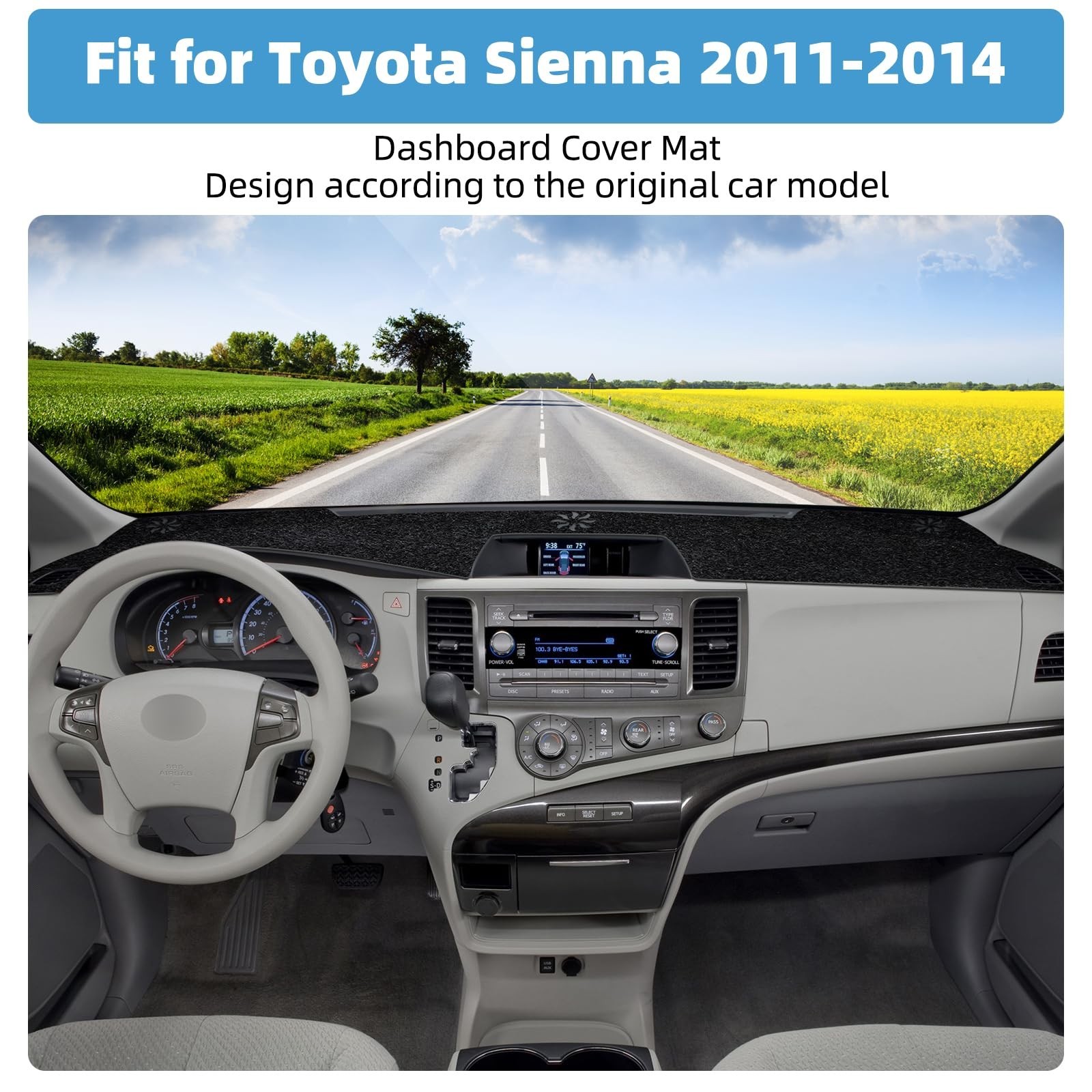 Dash Cover Mat Compatible with Toyota Sienna 2011-2014 Non-Slip Dashboard Cov…