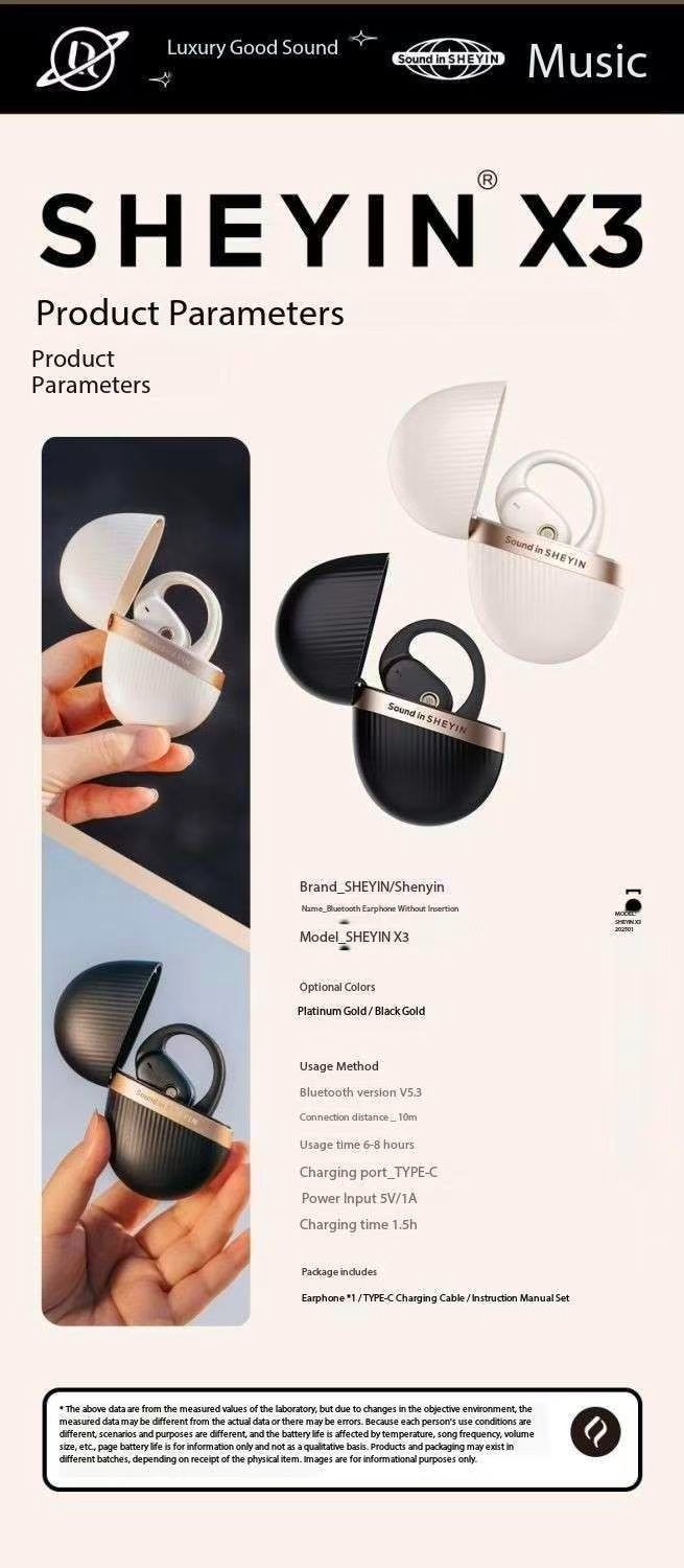 SHEYINX3 Air Conduction Open Bluetooth Earphones with Ultra Long Battery Life