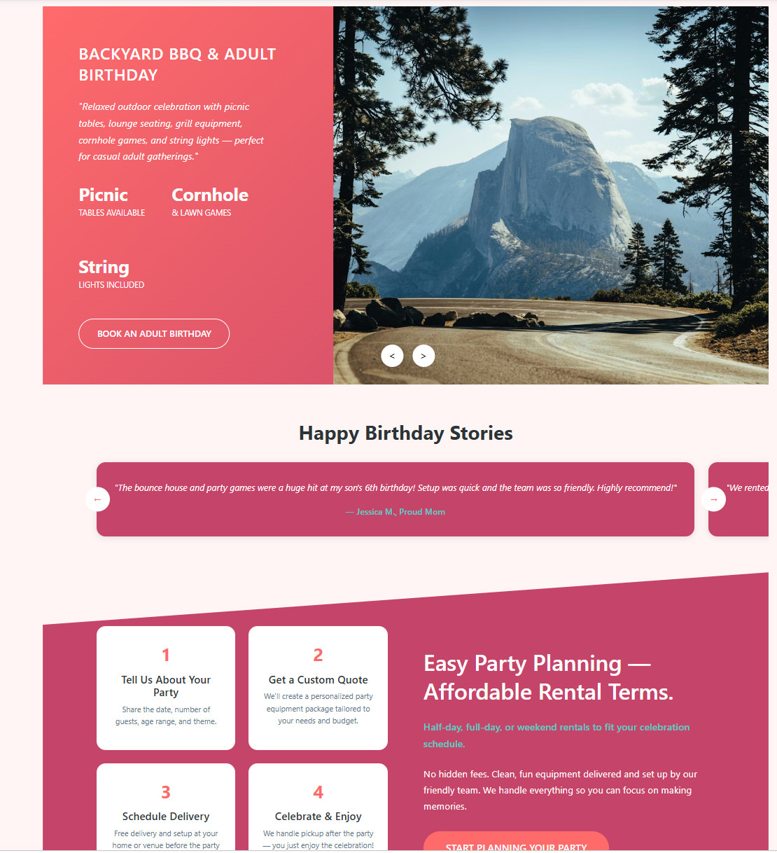 Party& Event Equipment Rental Website