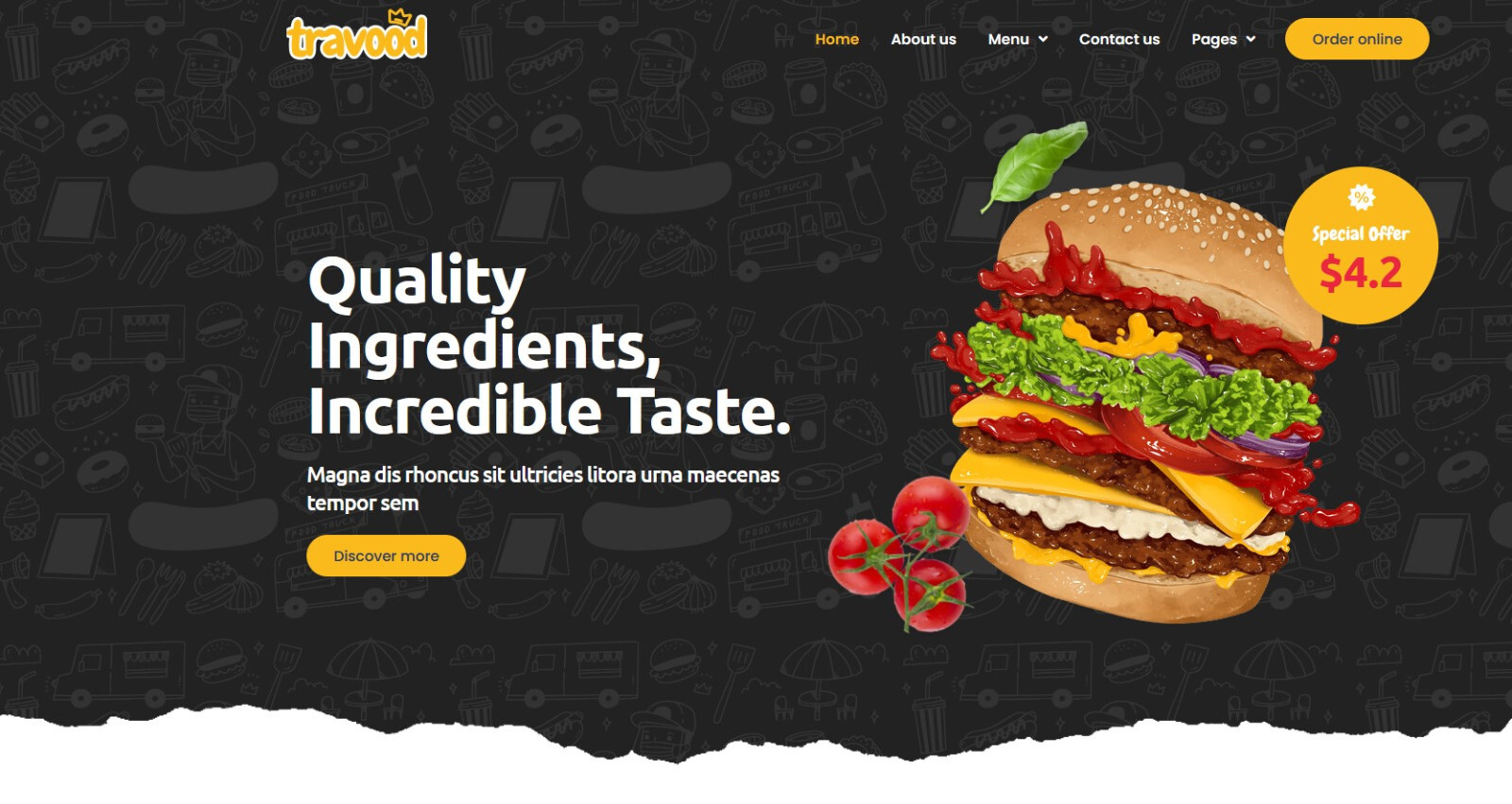 Food Truck & Street Food Elementor Pro Template Kit – Travood