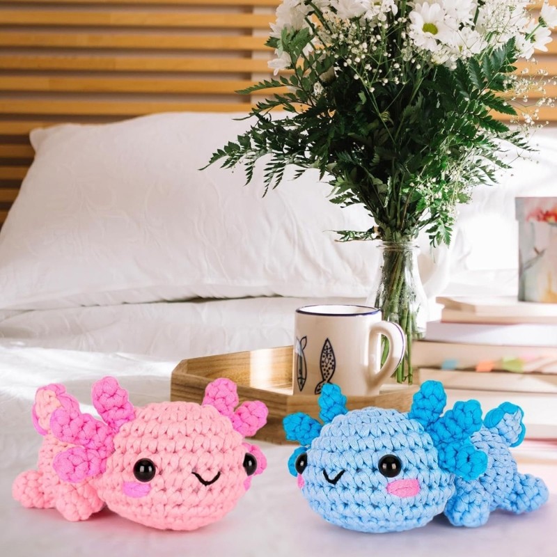 Crochet Dragon with Yarn, Crochet Hook, Plastic Eyes, and Instruction