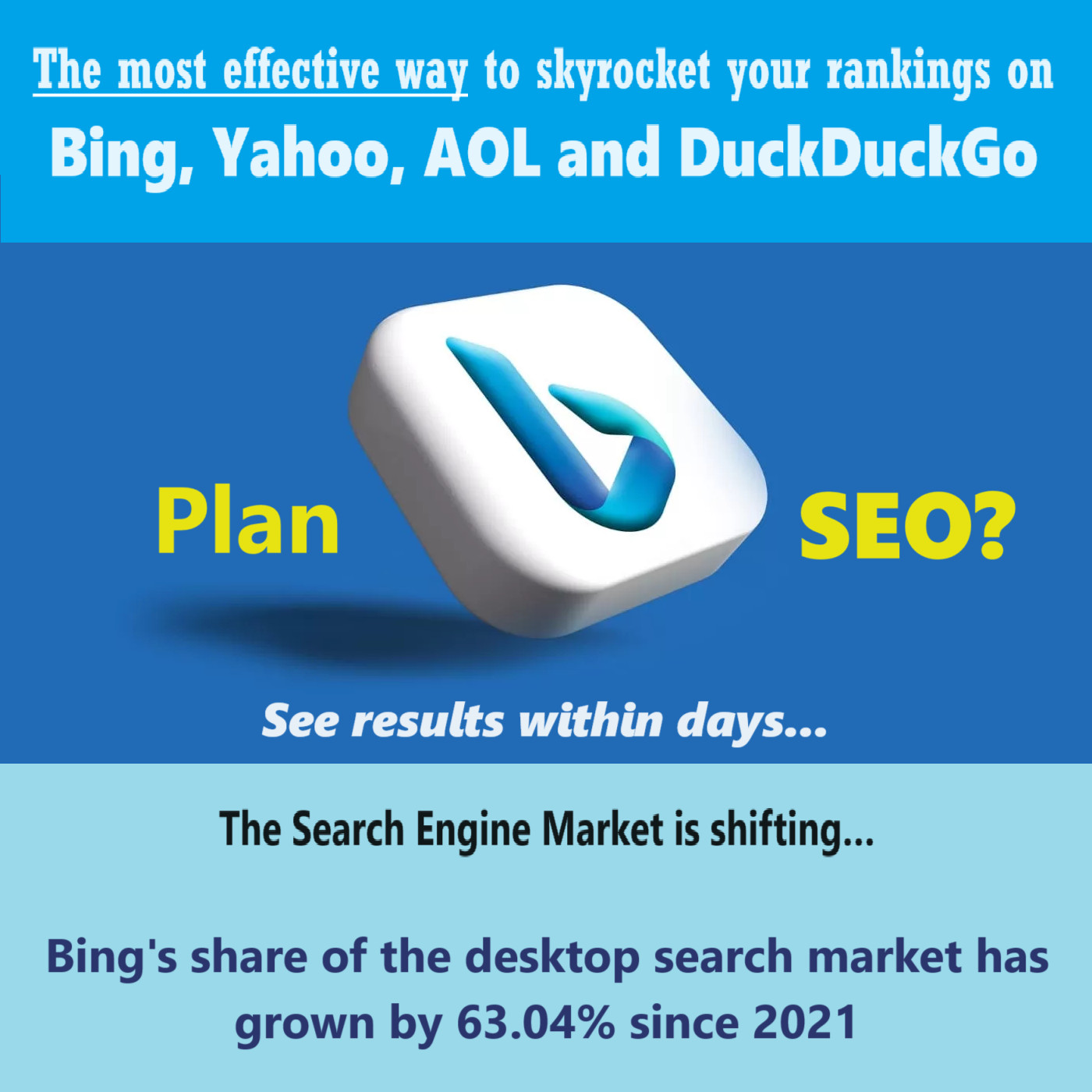 (SEO) Boost your Search Rankings for BING, Yahoo, AOL and DuckDuckGo within days