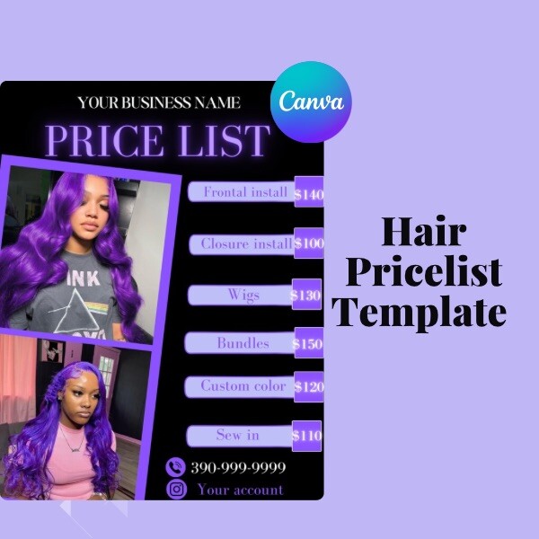 DIY Hair Pricelist template