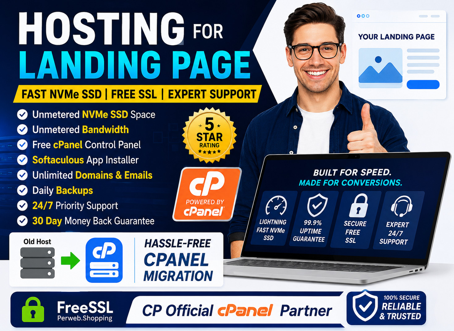 Hosting for Landing Page – ⚡ Speed-Optimized SSD + Emails | Just $14.99/Year!