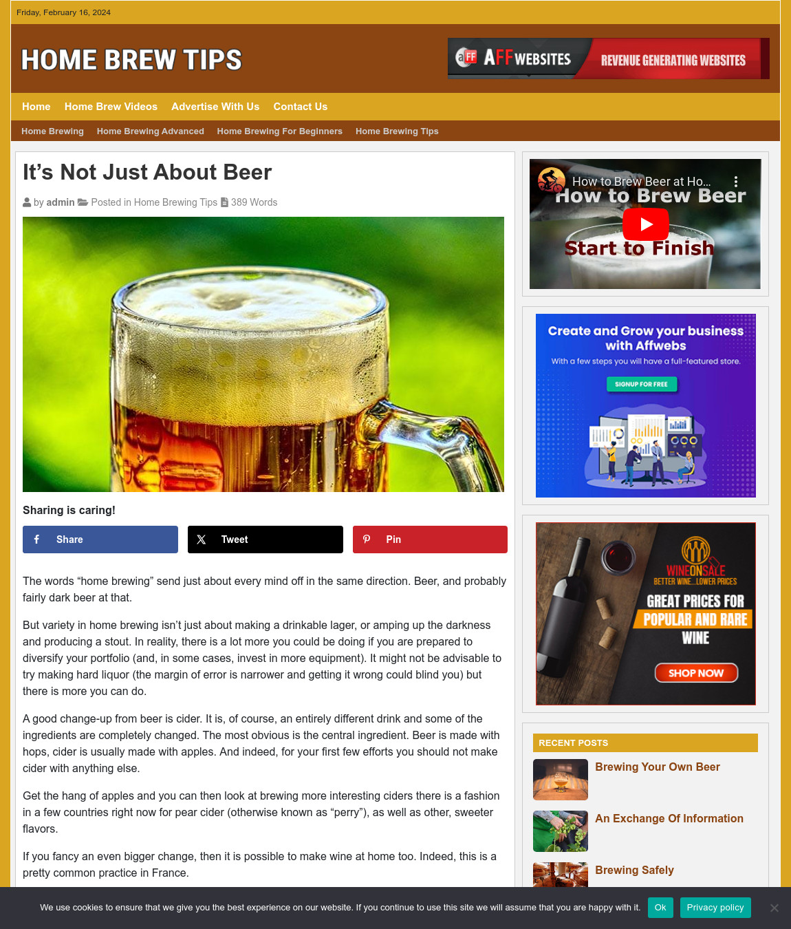 HOME BREW TIPS Website Business For Sale – Work From Home Internet Business