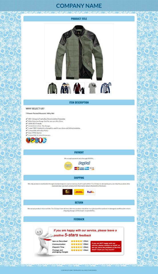 eBay Listing Template Responsive Mobile Design HTML Professional Design
