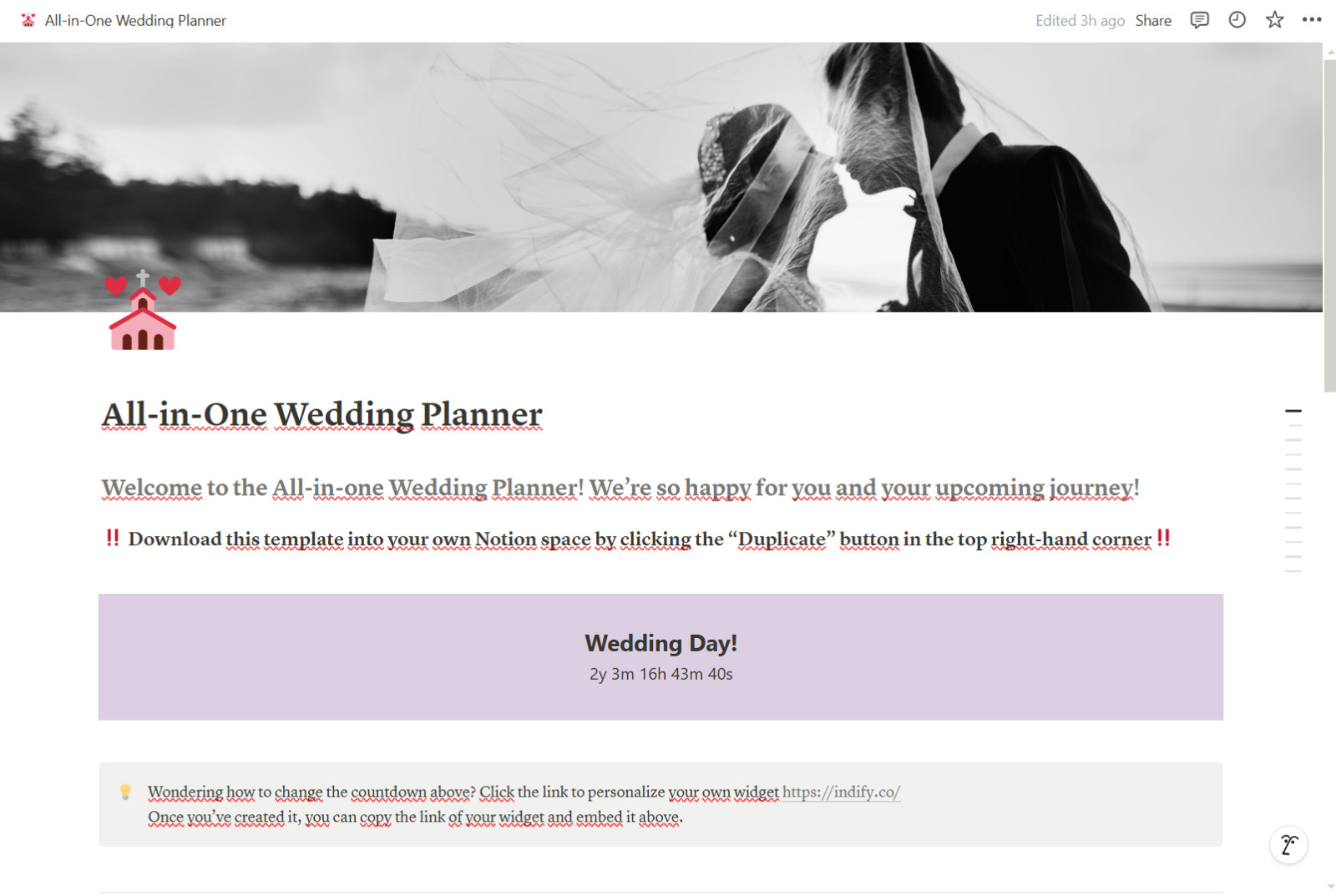 Ultimate All-in-One Digital Wedding Planner Template for Notion, Aesthetic
