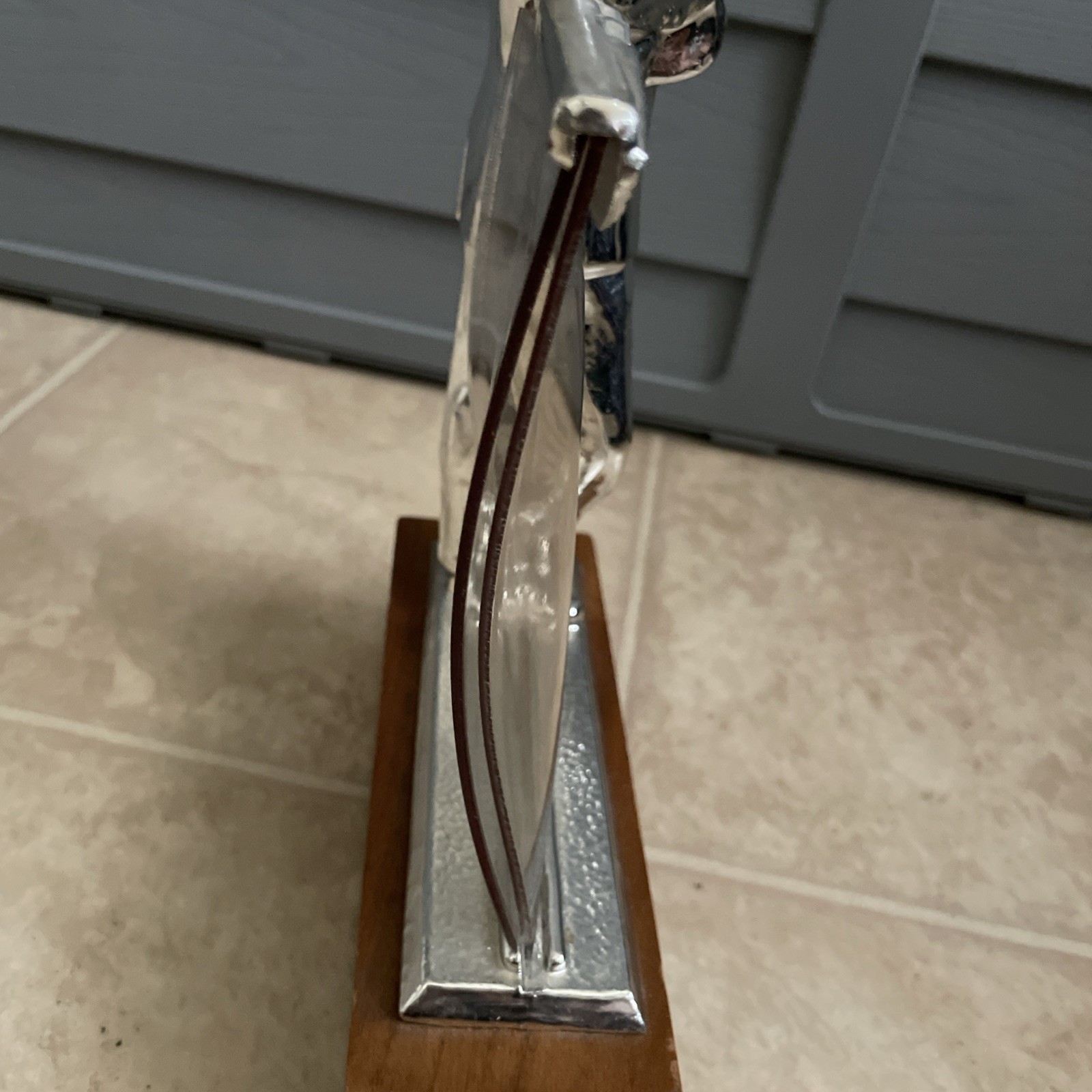 Rare Vintage Silver Man Salesman Business Advertising Store Display Stand