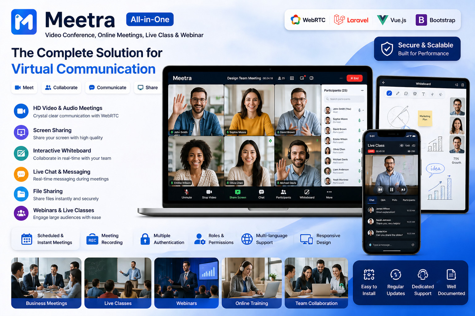 Meetra – Video Conferencing Platform | Meetings, Webinar, Live Class, Training