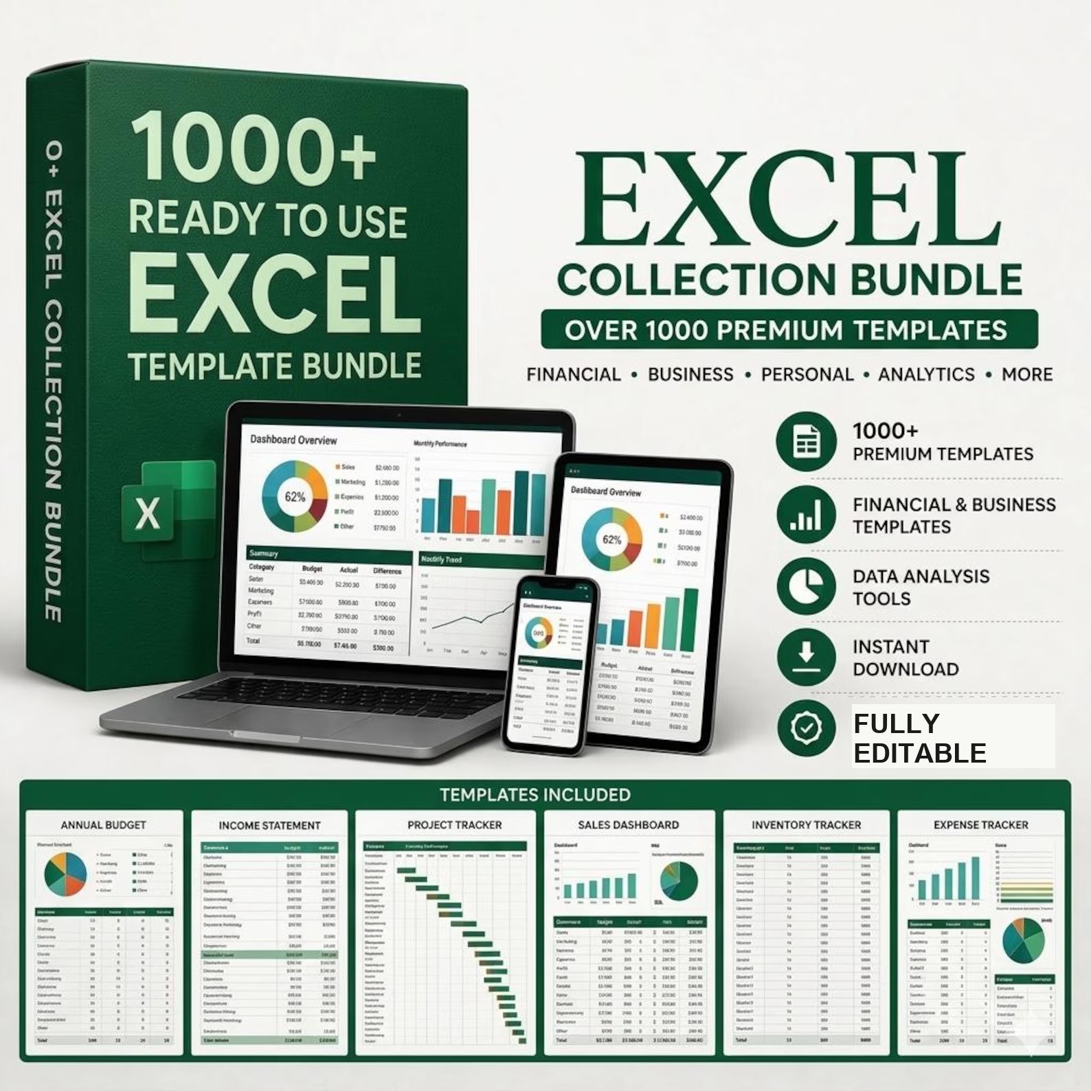 1000+ Excel Templates Bundle for Business Finance Budget Project Planning 2026✅
