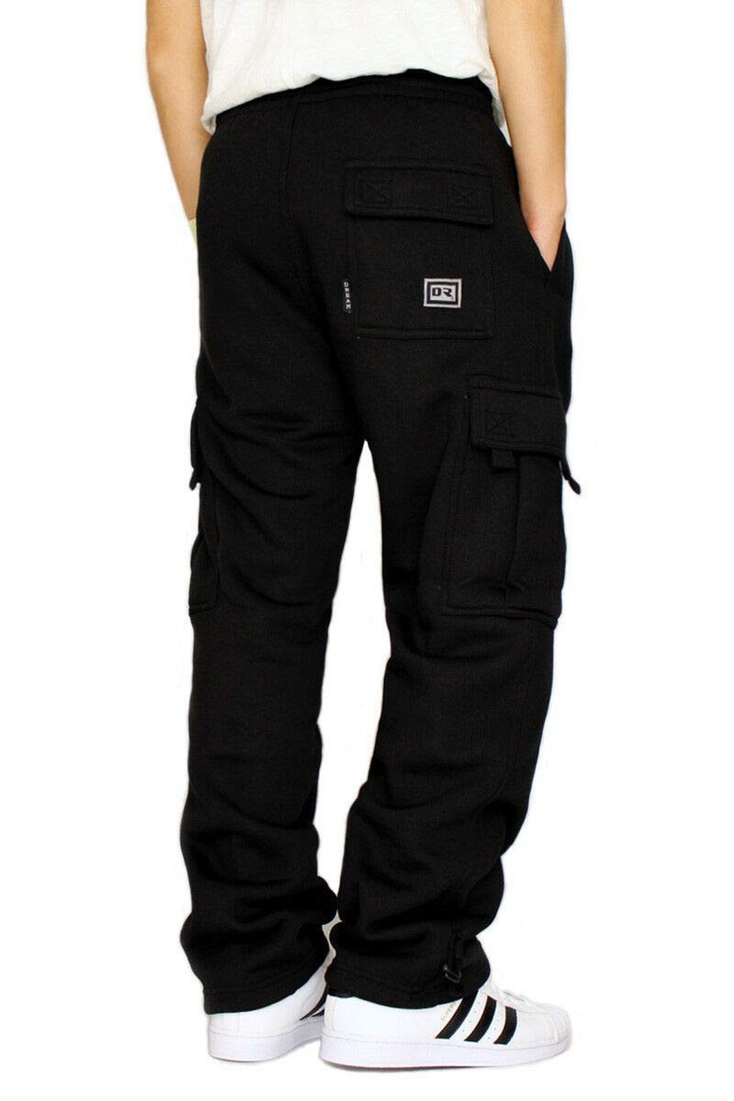 DREAM USA Men’s Heavyweight Fleece Cargo Sweatpants X-Large Black