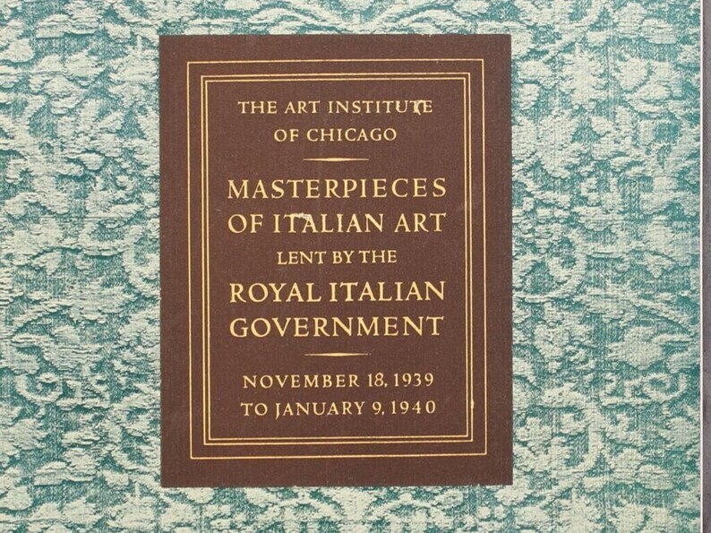 Art Institute of Chicago Masterpieces of Italian Art Program 1939-1940