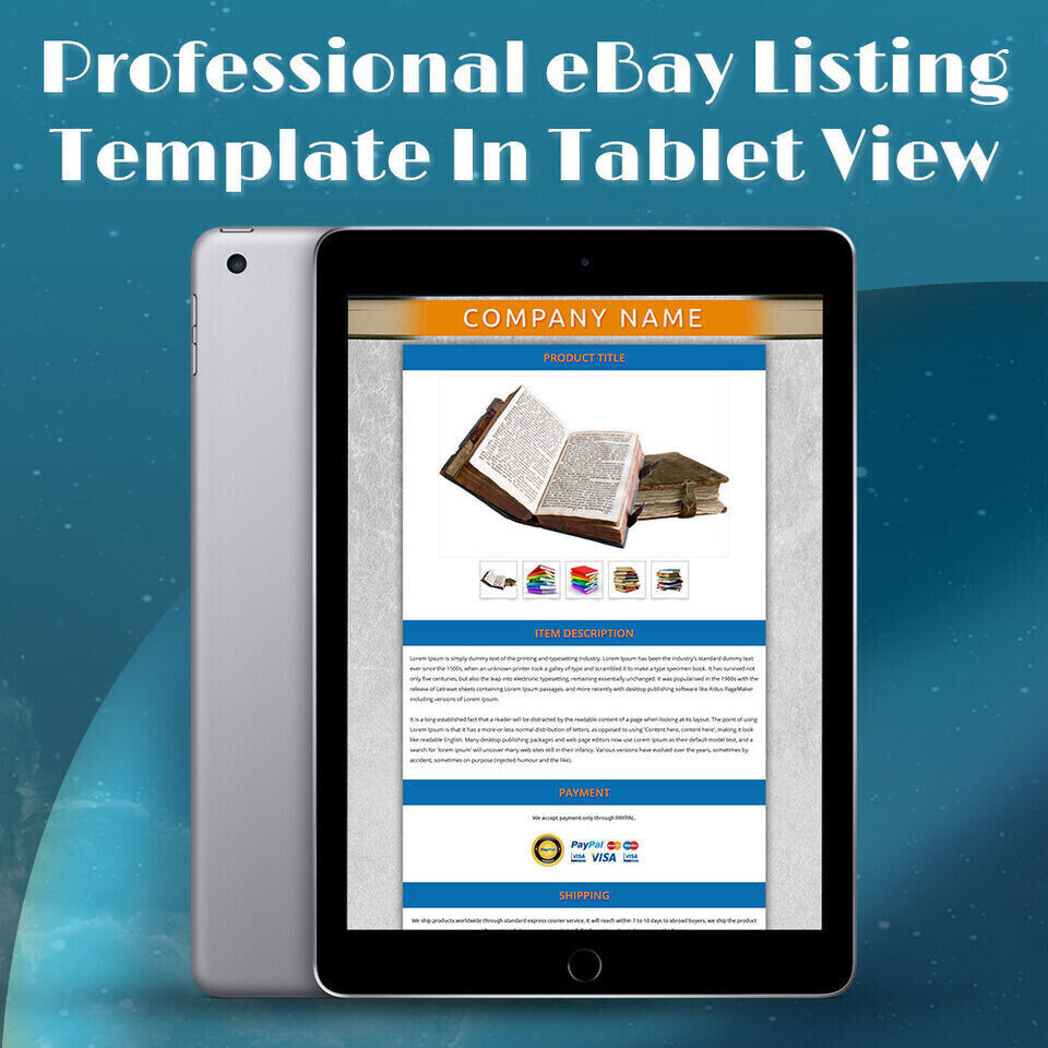 Mobile Responsive eBay Listing Template Auction Gallery Html Professional Design