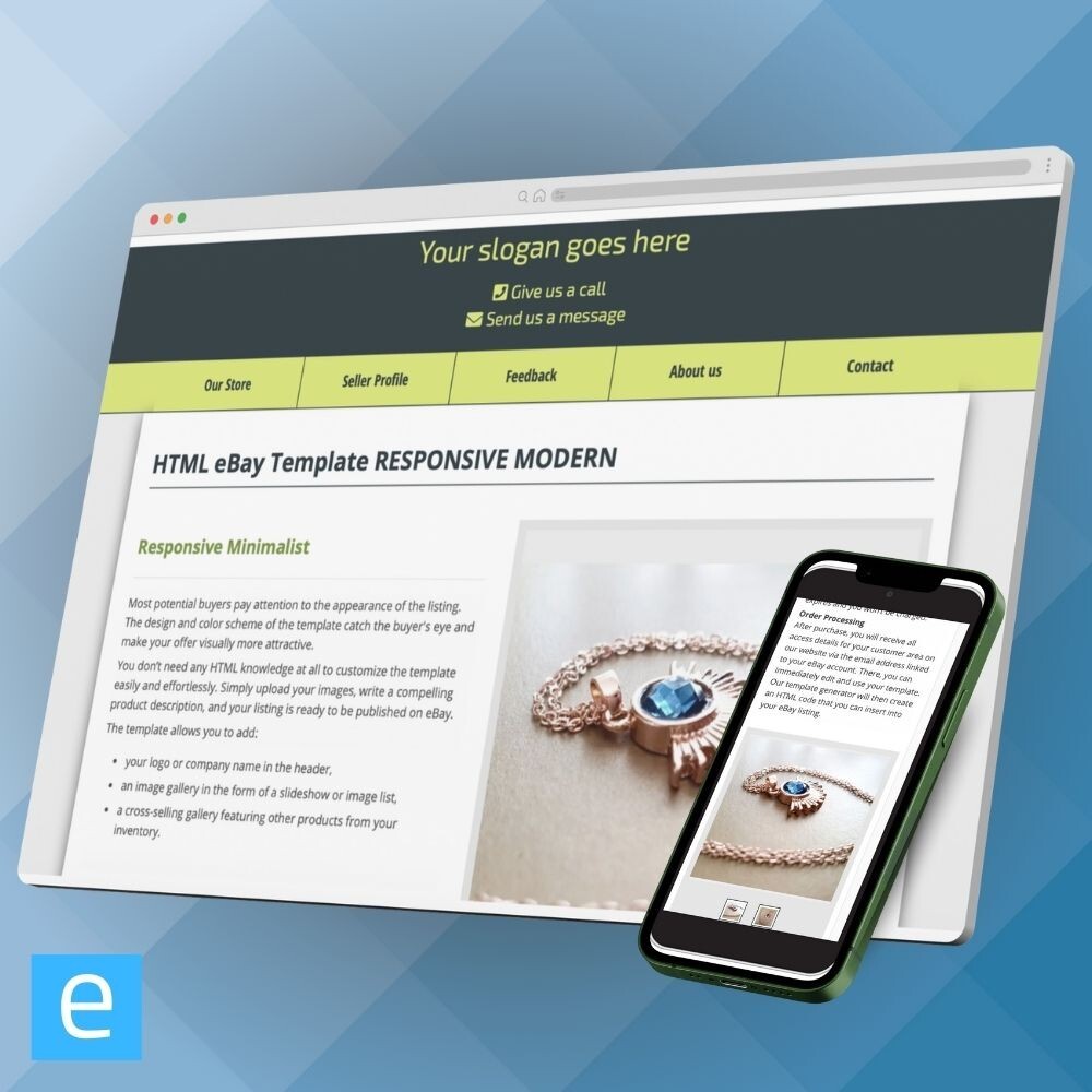 HTML eBay Template RESPONSIVE MODERN – Green