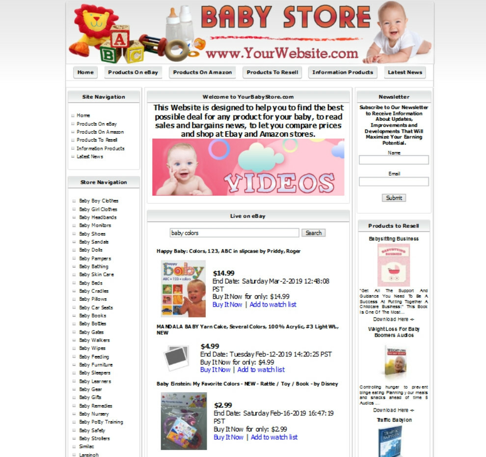 BABY STORE. Profitable Online Business Website. Amazon Affiliate, Google Adsense