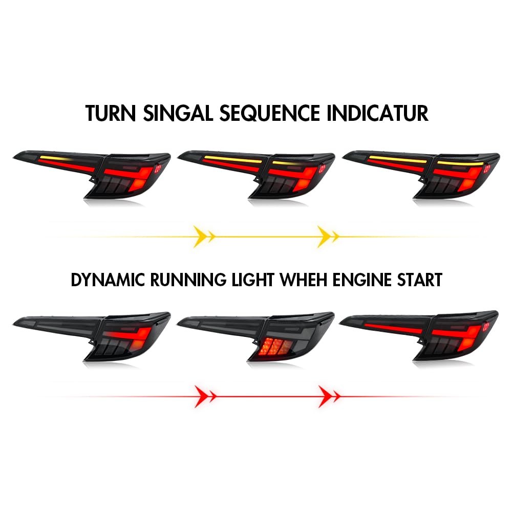 Smoked Tail Lights for 2019-2024 Corolla Hatchback Animation DRL Sequential