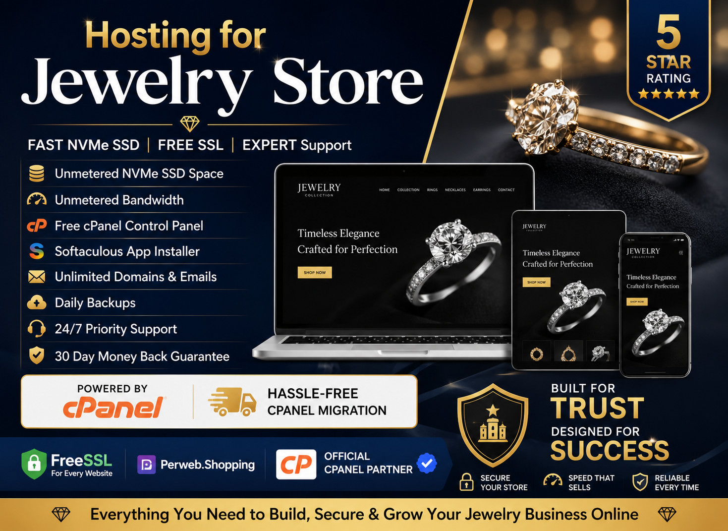 Hosting for Jewelry Store – 💎 Ultra-Fast USA | Blaze SSD | Free SSL | $14.99/Yr
