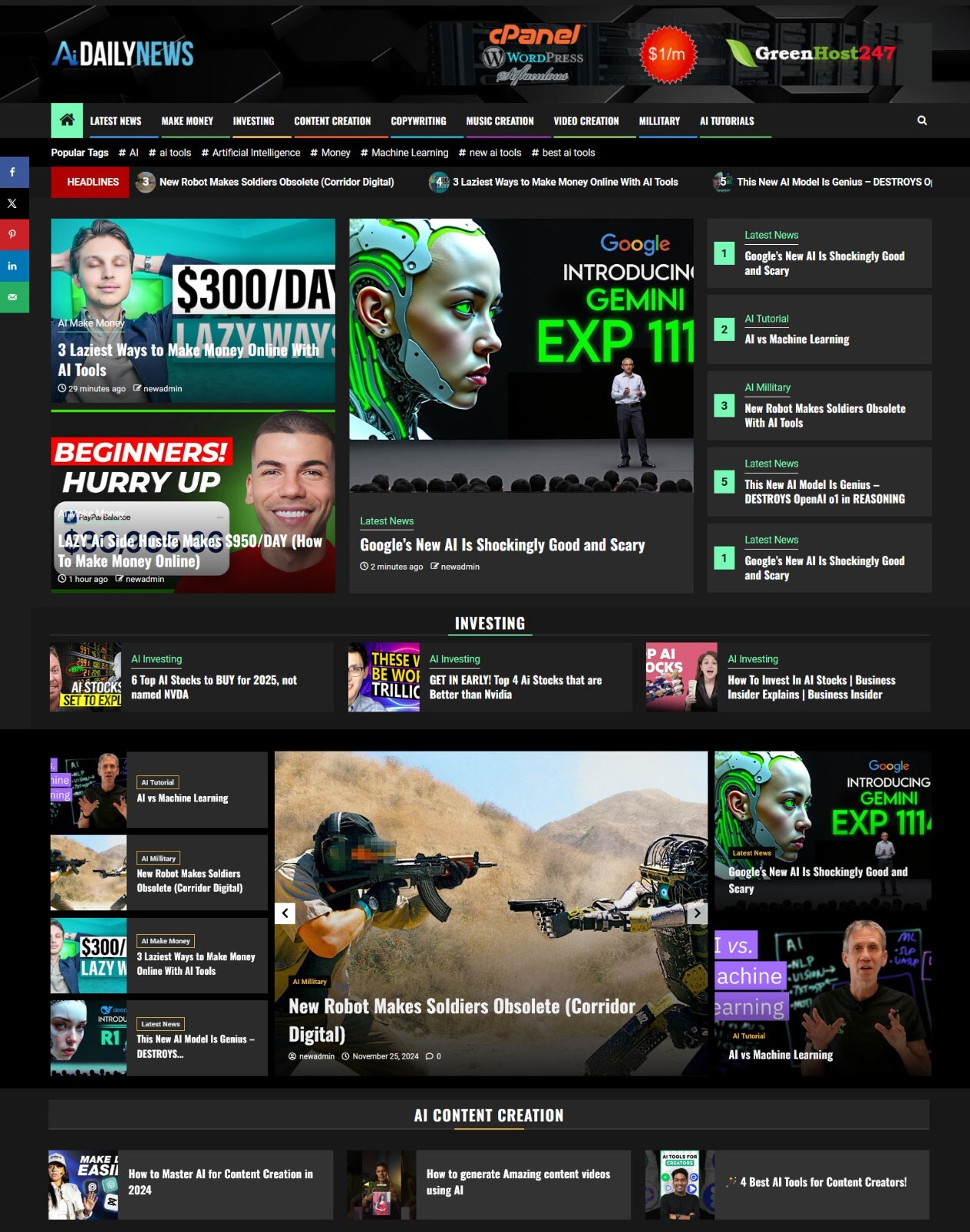 Make Money with Autopilot Most Trending AI News Website, Free Installation