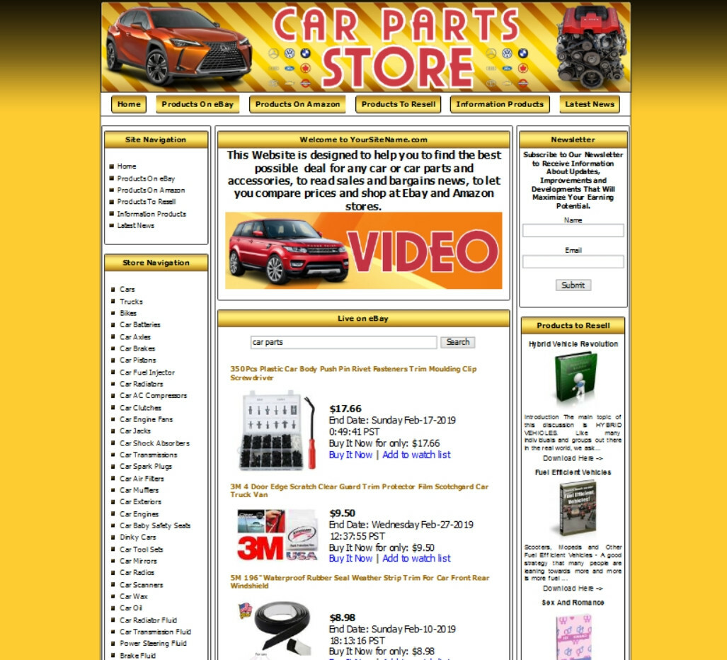 CAR PARTS MONEY MAKING STORE Affiliate Website. Amazon Store+Google