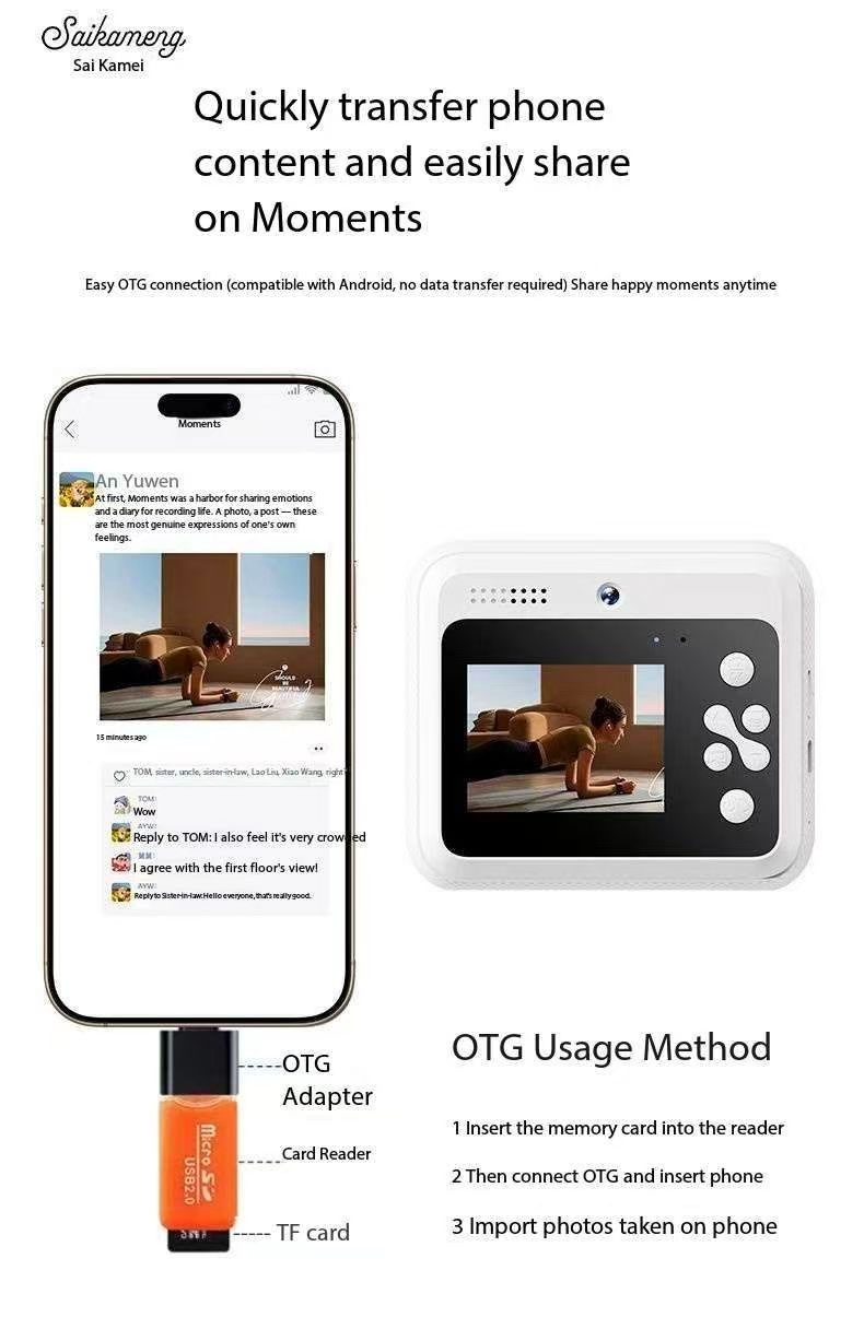Saika Meng instant camera can take photos and print digital color images