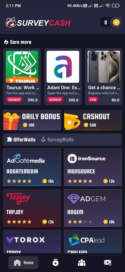 SurveyCash – Android Survey & Offerwall App with Laravel Admin Panel