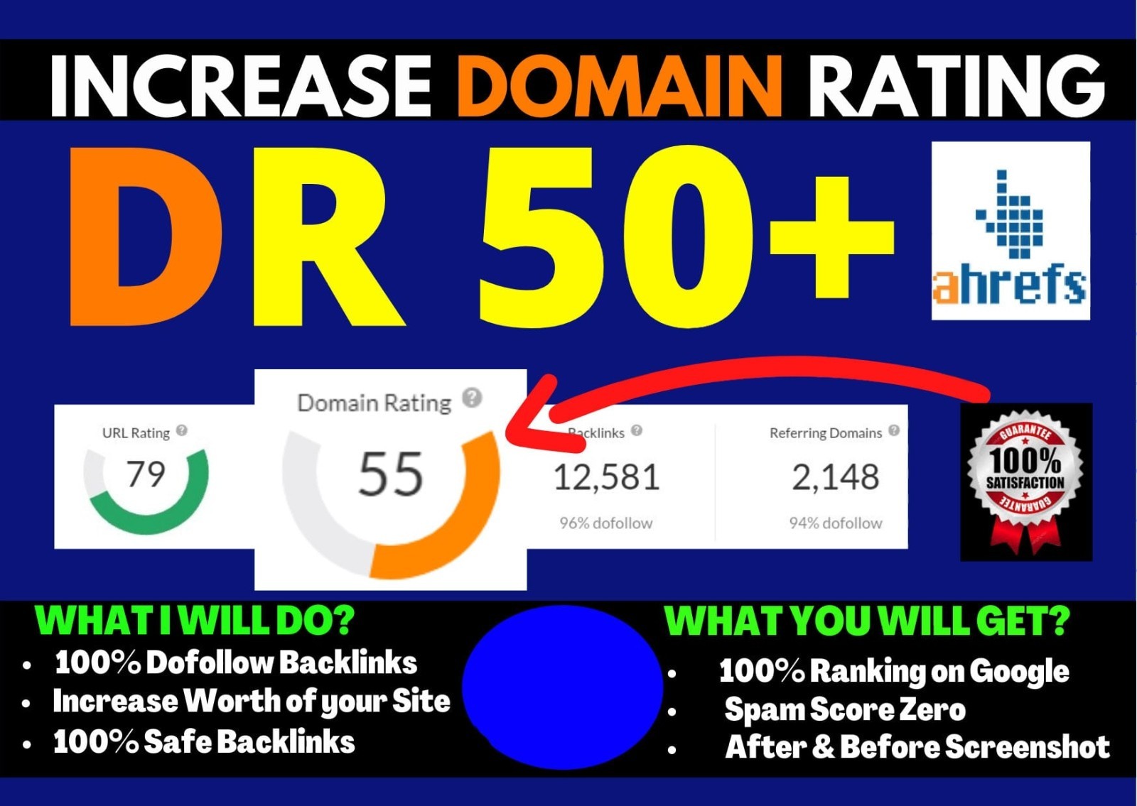 Increase Ahrefs DR 50+ increase DR, Increase Domain Rating- Boost your Ranking