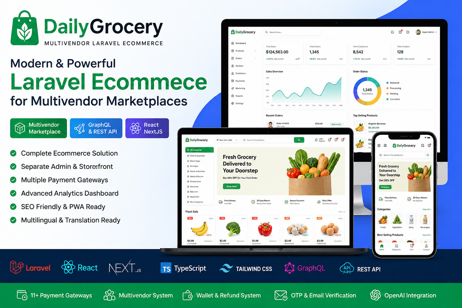DailyGrocery – Multivendor Laravel Ecommerce | React, NextJS, GraphQL, REST API