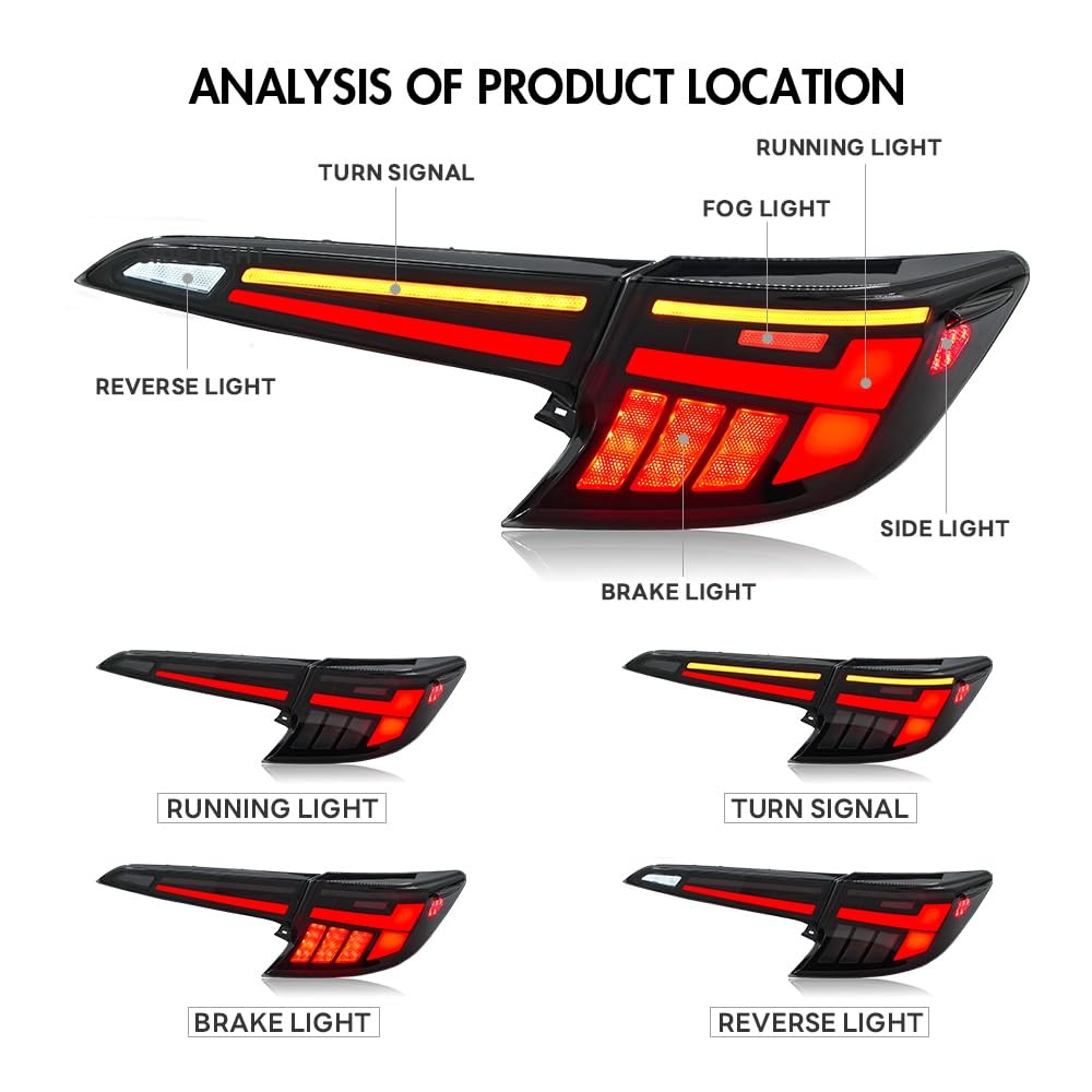 Smoked Tail Lights for 2019-2024 Corolla Hatchback Animation DRL Sequential