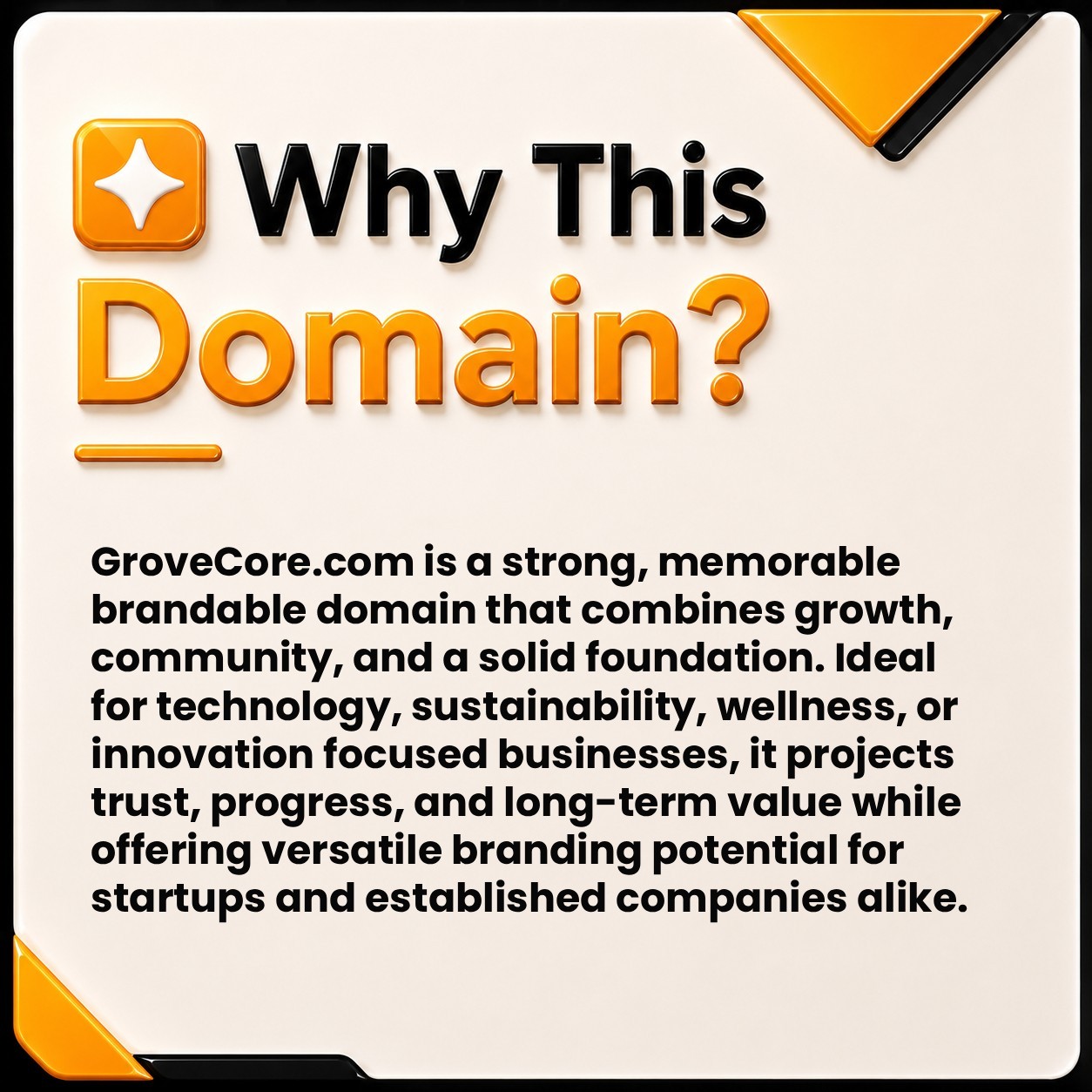 GroveCore.com Brandable Business DOMAIN NAME FOR SALE. Tech, Wellness, Eco