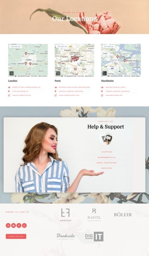 Beautiful Elementor Templates 15 , Mobile Responsive, Salon WordPress Website.