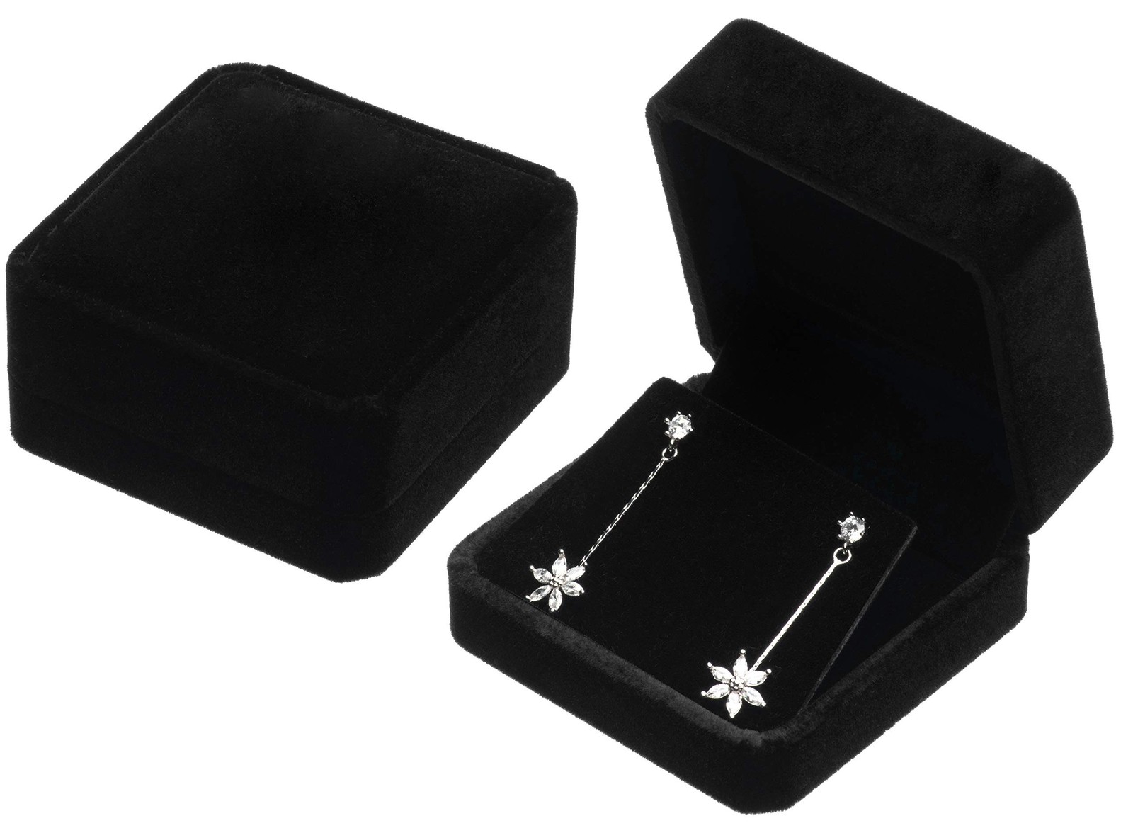 Velvet Earring Gift Boxes Jewelry Box (Black) Black
