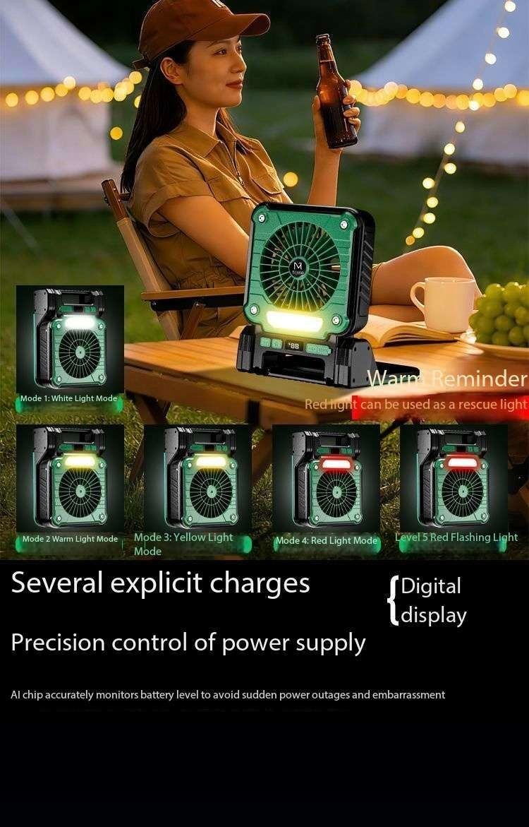 MUDISON Portable Solar Lighting Strong Wind Fan Smart Outdoor Camping Lamp