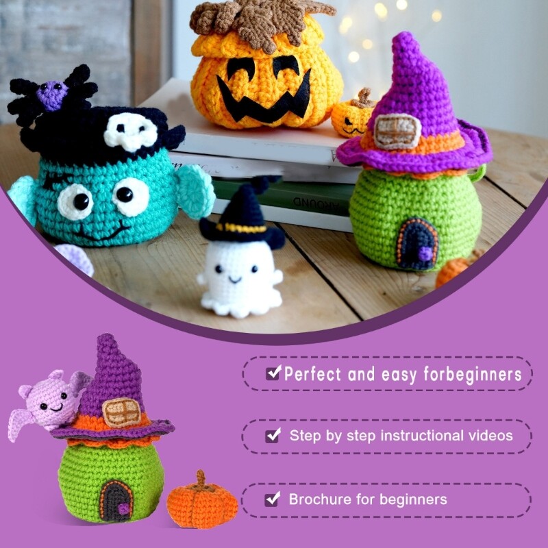 Halloween Candy Bag Crochet Set with Instruction and Crochet Knitting Accessory