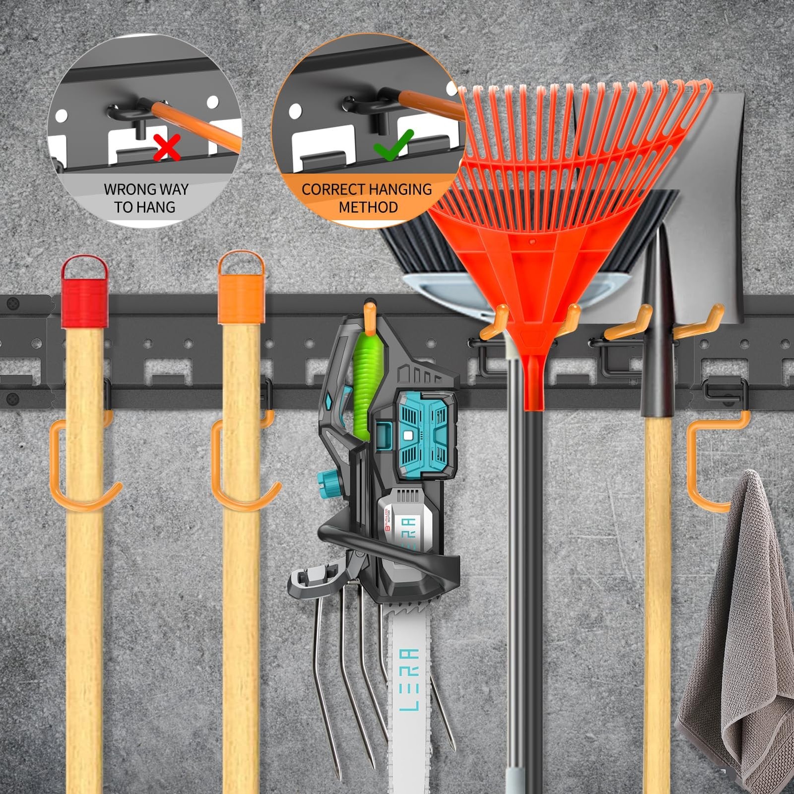 Garden Tool Organizer Wall Mount – Garage Storage and Organization Yard Tool …